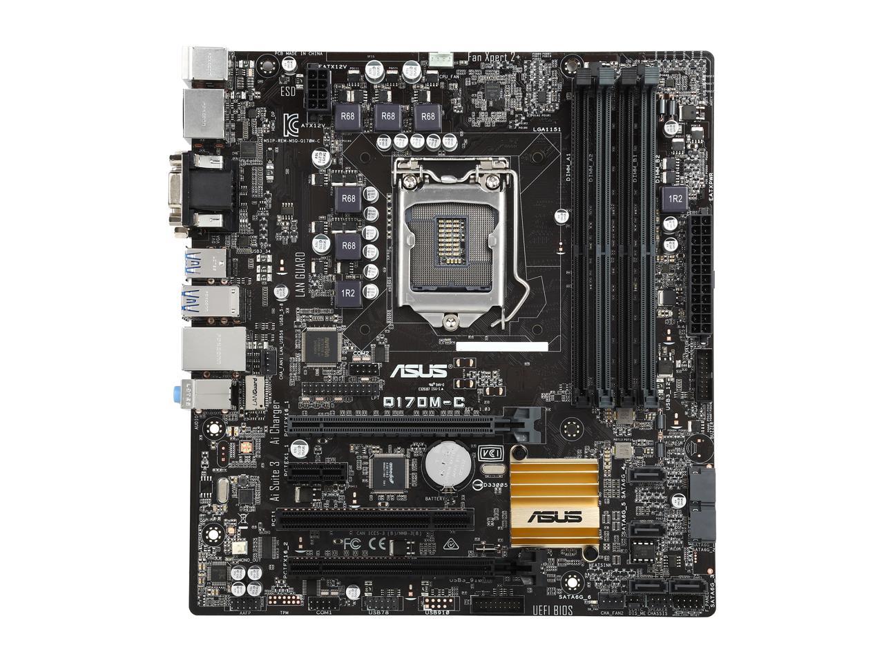 ASUS Q170M-C/CSM LGA 1151 Intel Q170 HDMI SATA 6Gb/s USB 3.0 uATX Intel Motherboard