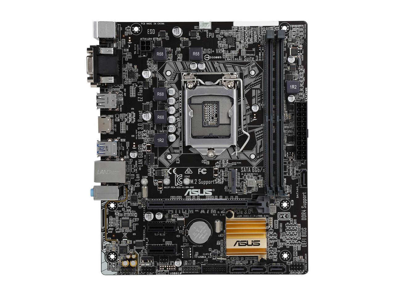 ASUS - MOTHERBOARDS H110M-A/M.2 Intel H110 HDMI SATA 6Gb/s USB 3.0 Micro ATX Motherboards - Intel