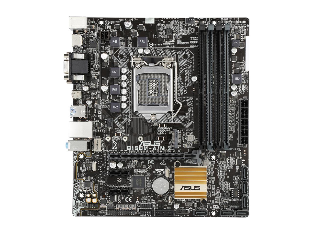 ASUS B150M-A/M.2 LGA 1151 Intel B150 HDMI SATA 6Gb/s USB 3.0 Micro ATX Motherboards - Intel