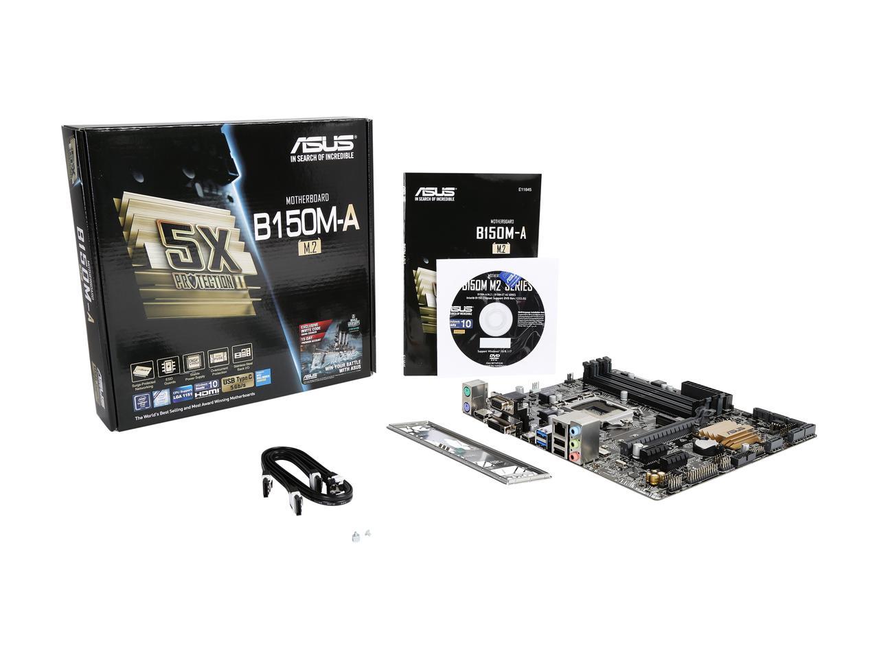 ASUS B150M-A/M.2 LGA 1151 Intel B150 HDMI SATA 6Gb/s USB 3.0 Micro ATX Motherboards - Intel