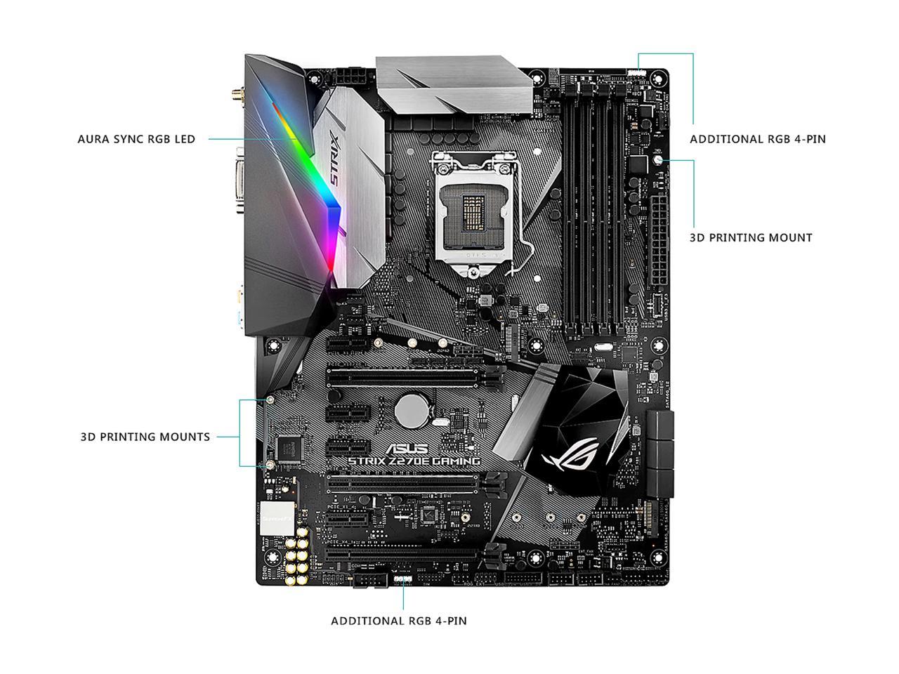 ASUS ROG STRIX Z270E GAMING LGA1151 DDR4 DP HDMI DVI M.2 ATX Motherboard with Onboard AC Wi-Fi and USB 3.1