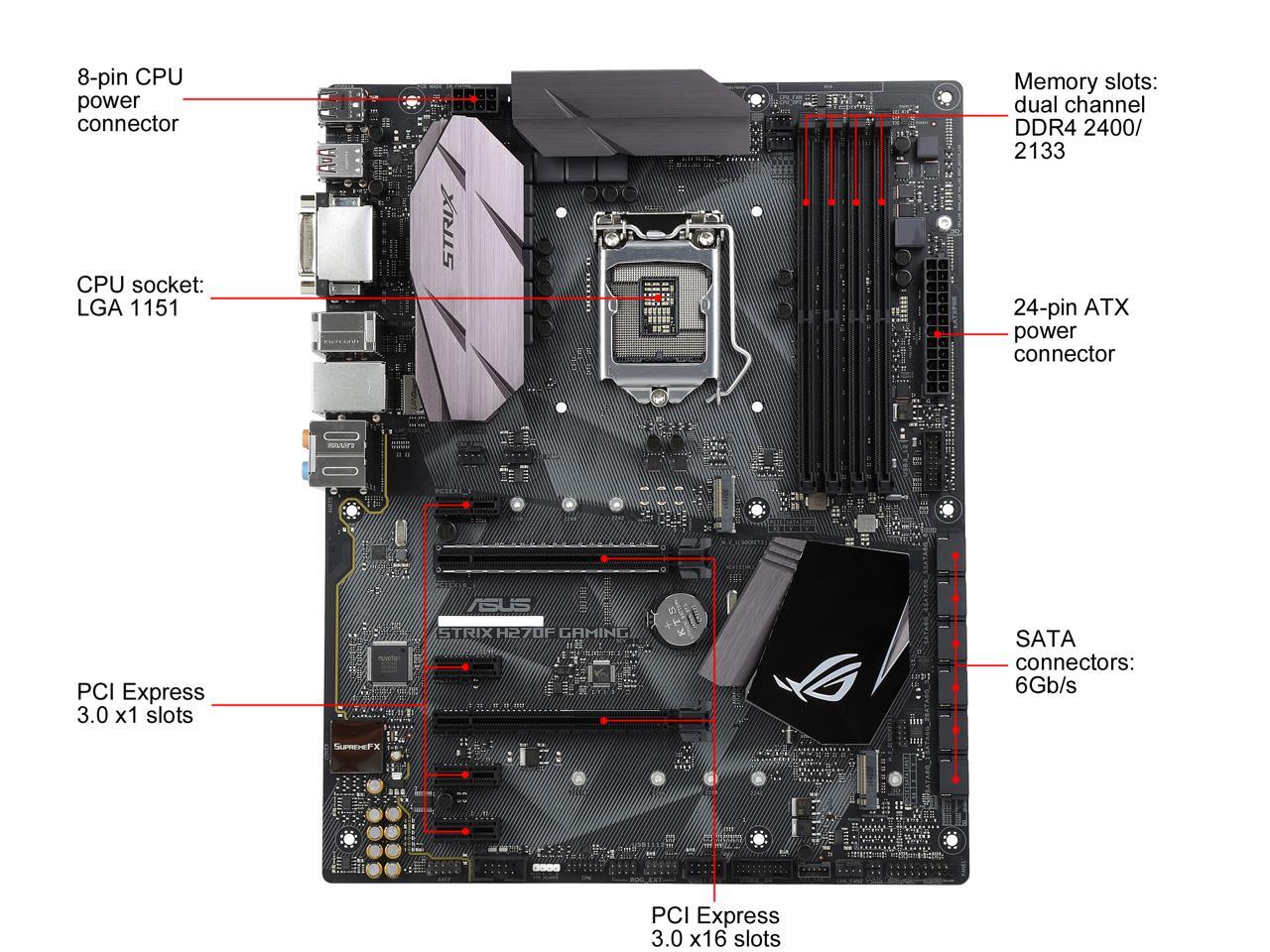 ASUS ROG STRIX H270F GAMING LGA 1151 Intel H270 HDMI SATA 6Gb/s USB 3.1 ATX Motherboards - Intel