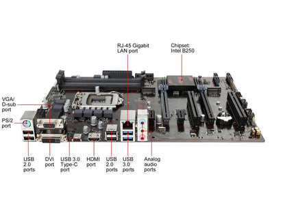 ASUS PRIME B250-PLUS LGA 1151 Intel B250 HDMI SATA 6Gb/s USB 3.0 ATX Motherboards - Intel