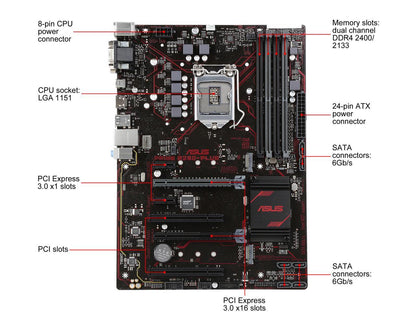 ASUS PRIME B250-PLUS LGA 1151 Intel B250 HDMI SATA 6Gb/s USB 3.0 ATX Motherboards - Intel