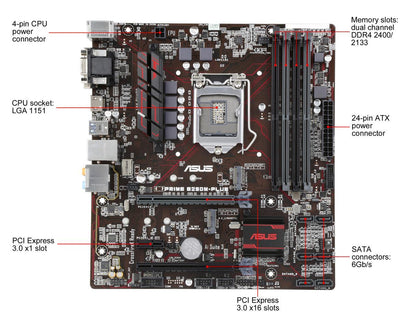 ASUS PRIME B250M-PLUS LGA 1151 Intel B250 HDMI SATA 6Gb/s USB 3.0 Micro ATX Motherboards - Intel