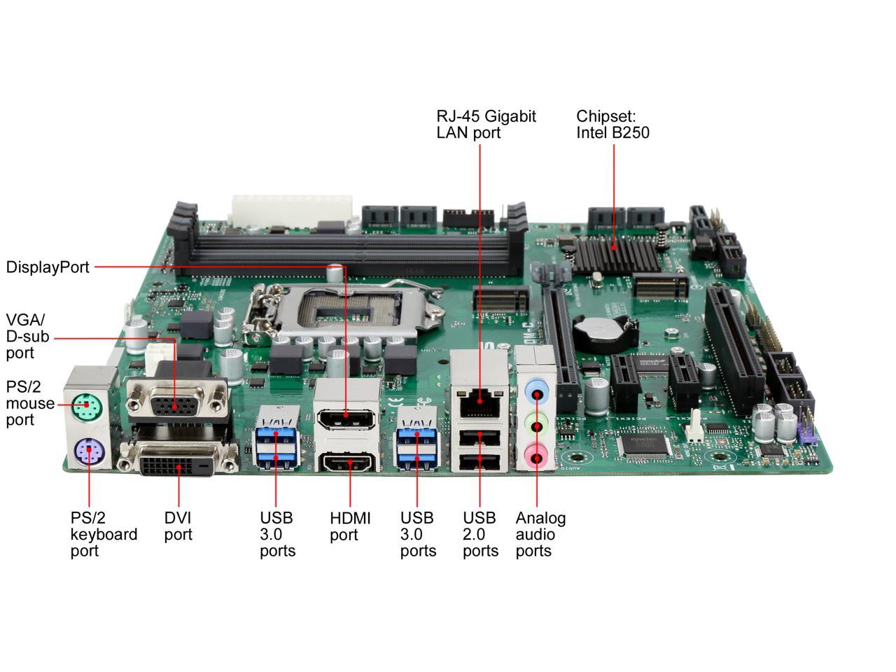 ASUS PRIME B250M-C/CSM LGA 1151 Intel B250 HDMI SATA 6Gb/s USB 3.1 Micro ATX Motherboards - Intel