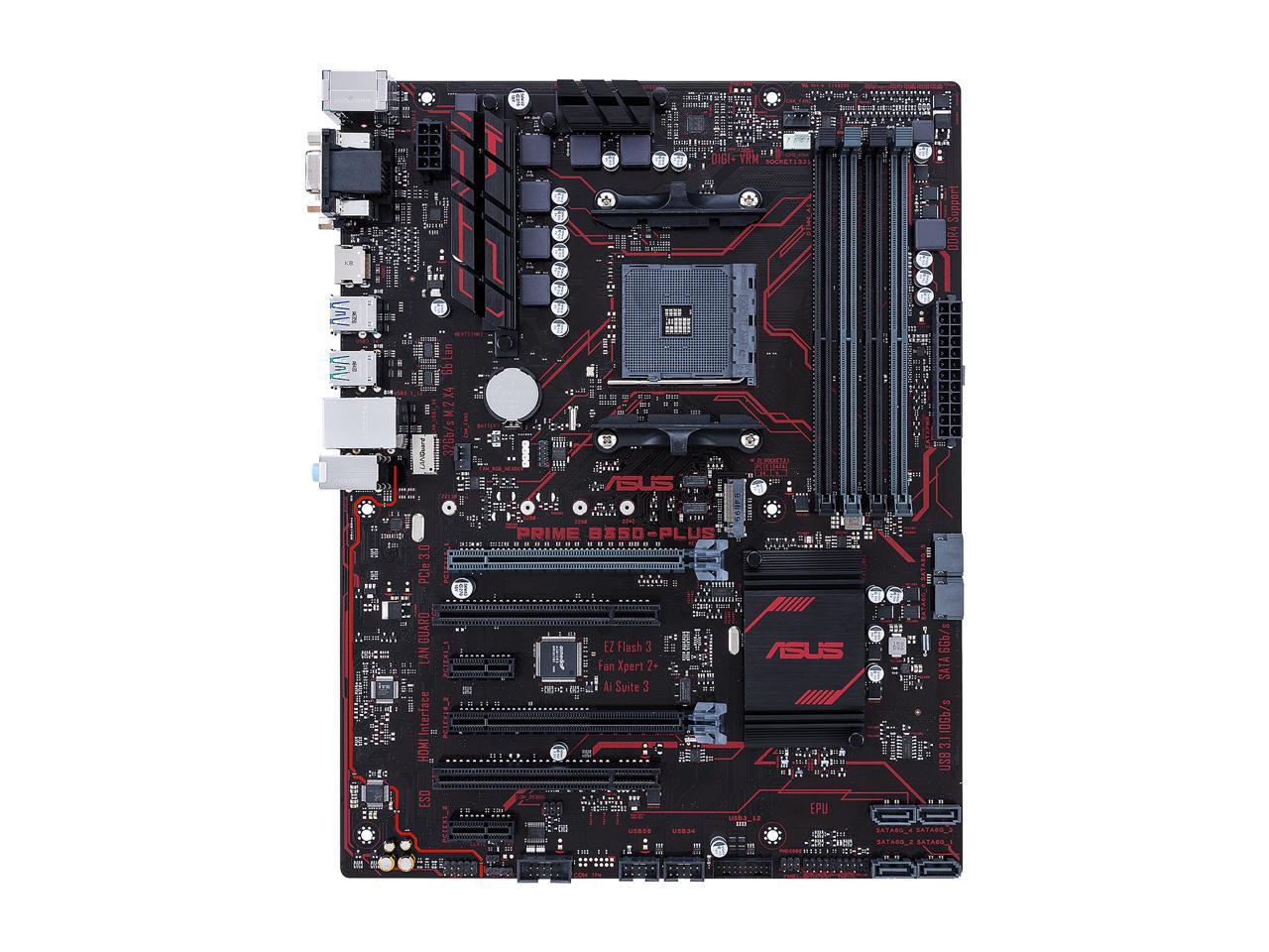 ASUS PRIME B350-PLUS AM4 AMD B350 SATA 6Gb/s USB 3.1 HDMI ATX Motherboards - AMD