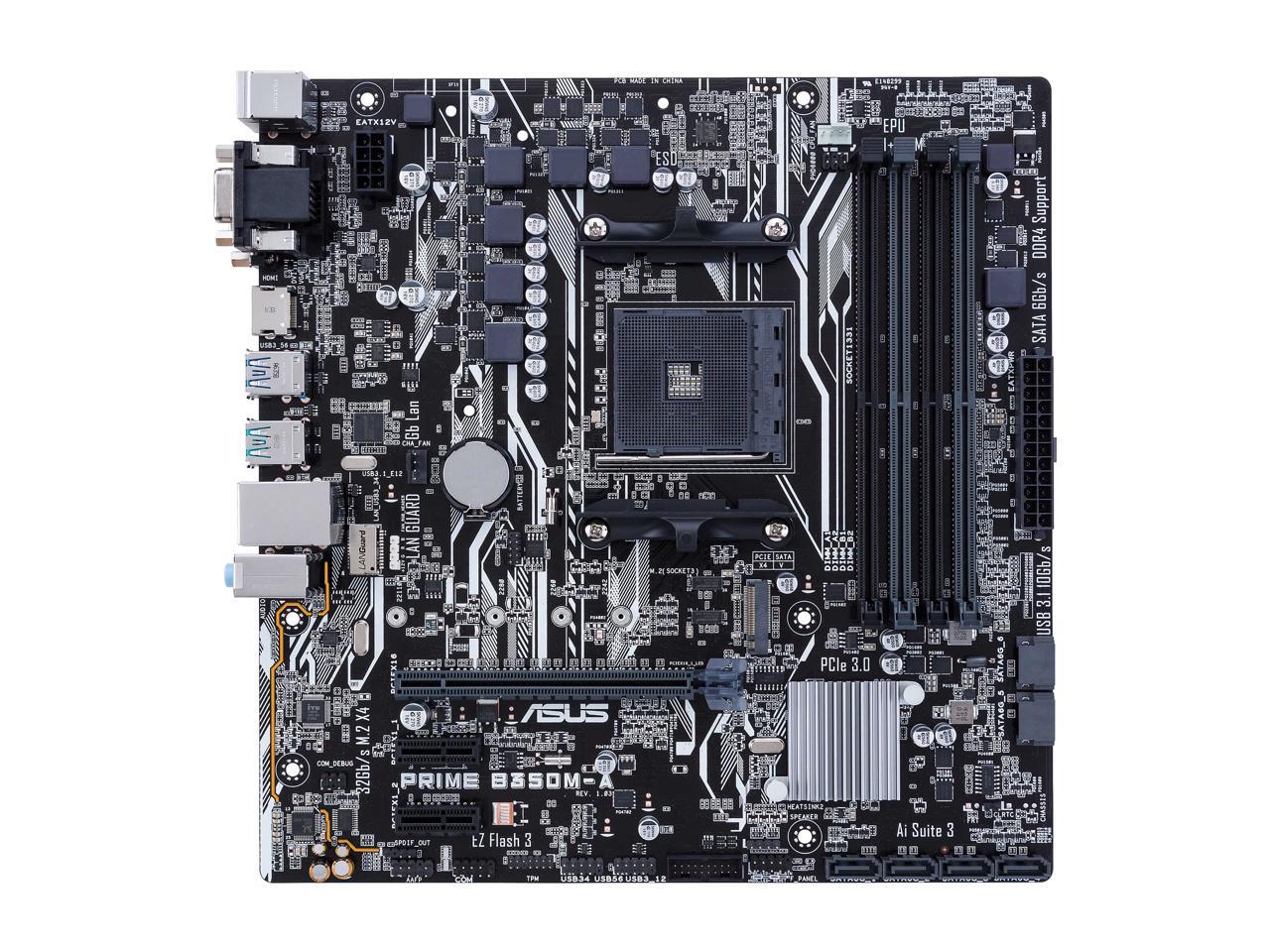 ASUS Prime B350M-A/CSM AM4 AMD B350 SATA 6Gb/s USB 3.1 HDMI Micro ATX Motherboards - AMD