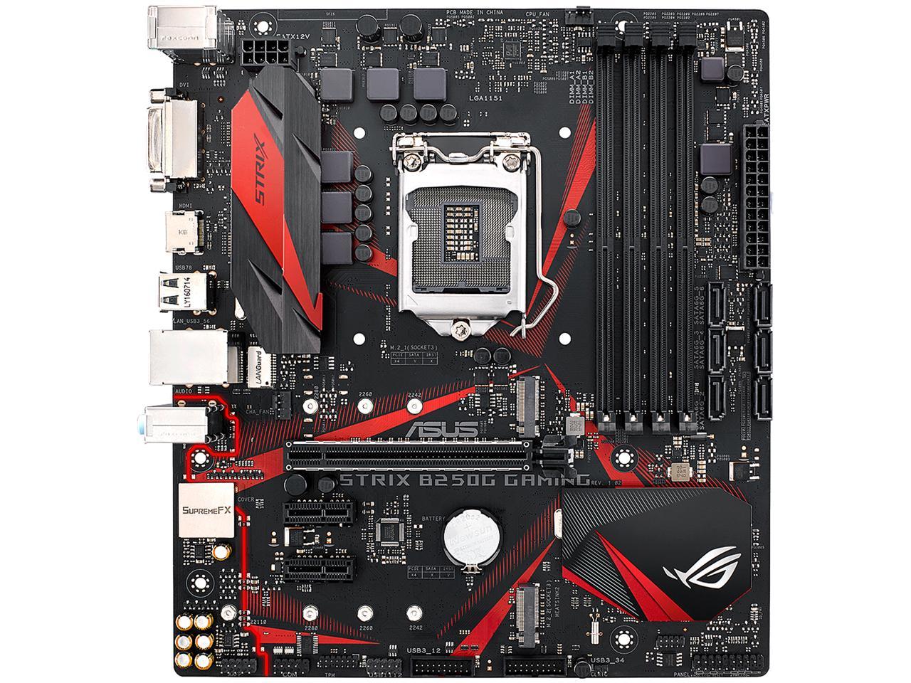 ASUS ROG STRIX B250G GAMING LGA1151 DDR4 HDMI DVI M.2 Micro-ATX Motherboard with USB 3.1