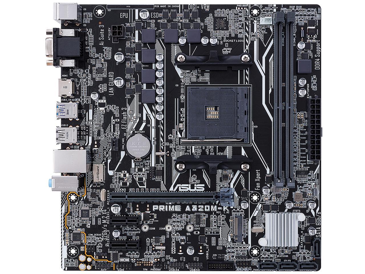 ASUS Prime A320M-K AMD Ryzen AM4 DDR4 HDMI VGA M.2 Micro-ATX A320 Motherboard