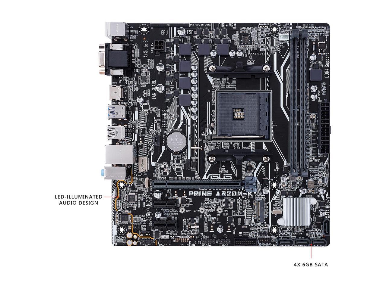 ASUS Prime A320M-K AMD Ryzen AM4 DDR4 HDMI VGA M.2 Micro-ATX A320 Motherboard
