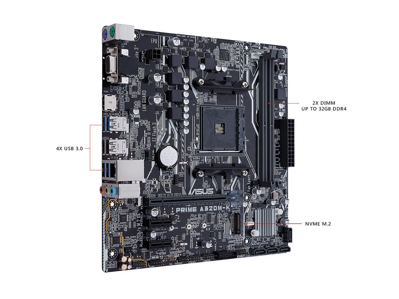 ASUS Prime A320M-K AMD Ryzen AM4 DDR4 HDMI VGA M.2 Micro-ATX A320 Motherboard