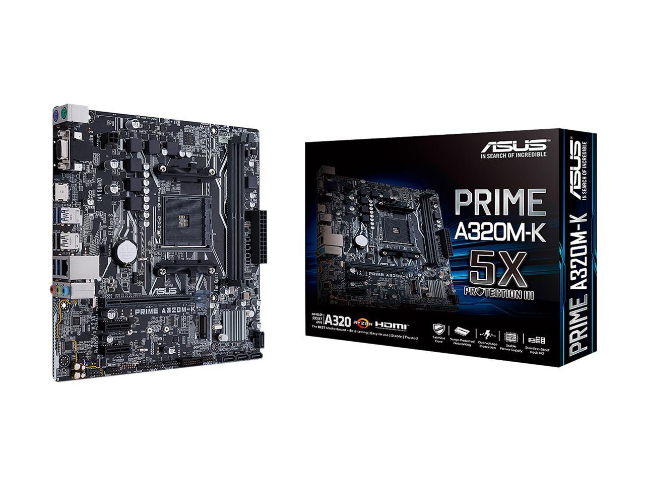 ASUS Prime A320M-K AMD Ryzen AM4 DDR4 HDMI VGA M.2 Micro-ATX A320 Motherboard