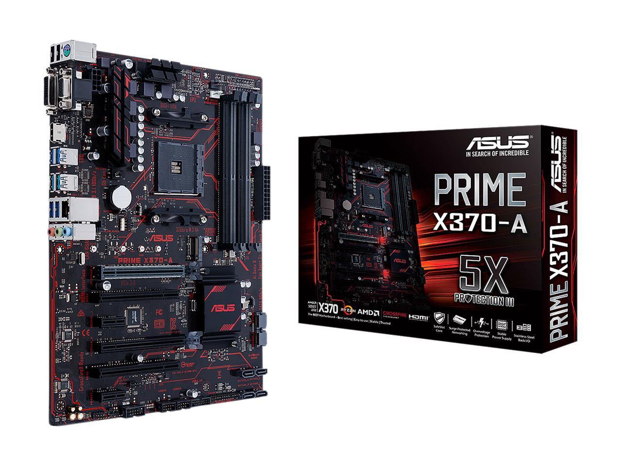 ASUS PRIME X370-A AMD Ryzen AM4 DDR4 HDMI DVI VGA M.2 USB 3.1 ATX X370 Motherboard
