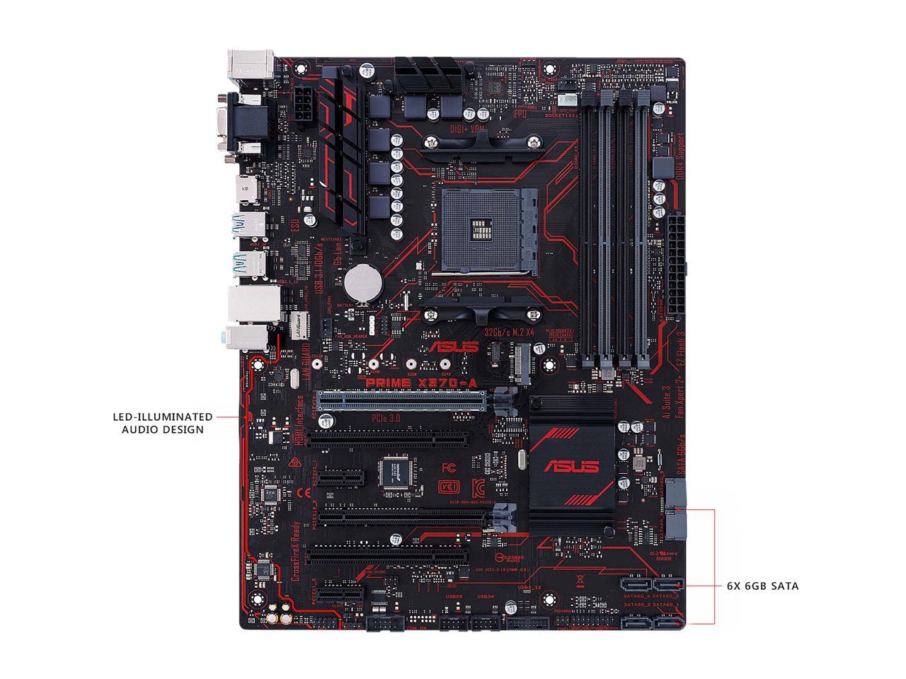 ASUS PRIME X370-A AMD Ryzen AM4 DDR4 HDMI DVI VGA M.2 USB 3.1 ATX X370 Motherboard