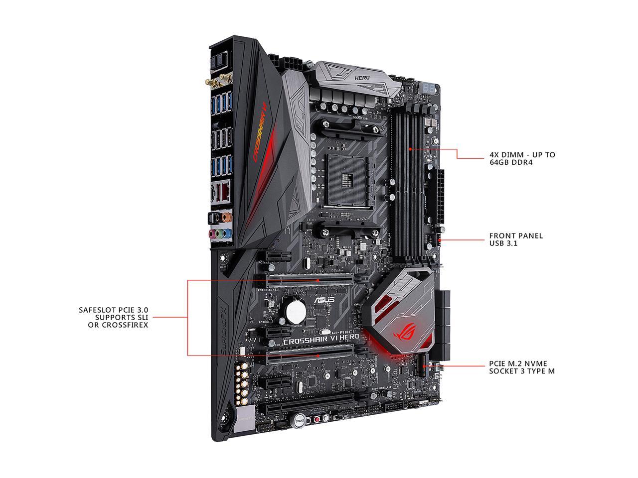 ASUS ROG CROSSHAIR VI HERO (WI-FI AC) AM4 AMD X370 SATA 6Gb/s ATX AMD Motherboard