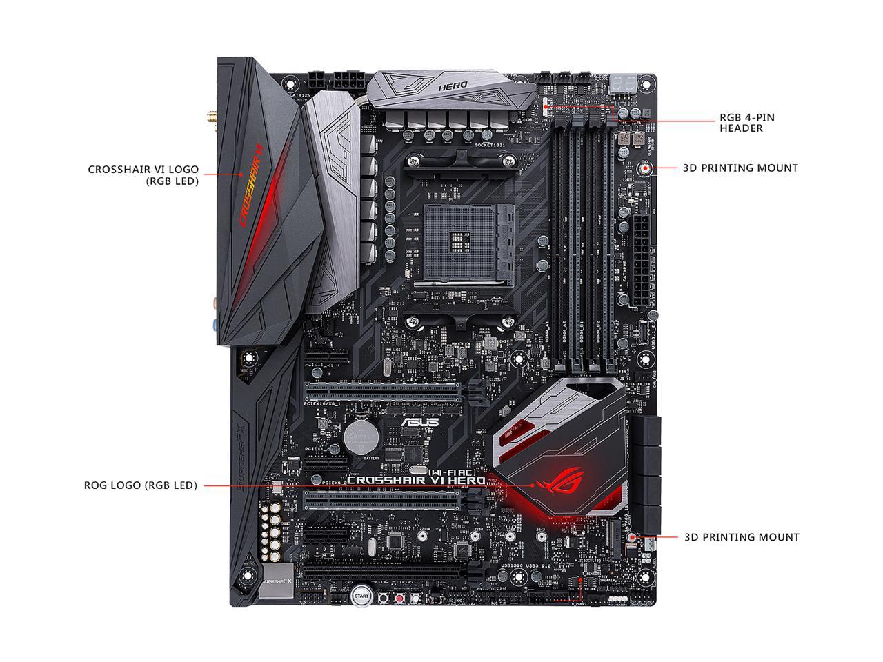 ASUS ROG CROSSHAIR VI HERO (WI-FI AC) AM4 AMD X370 SATA 6Gb/s ATX AMD Motherboard