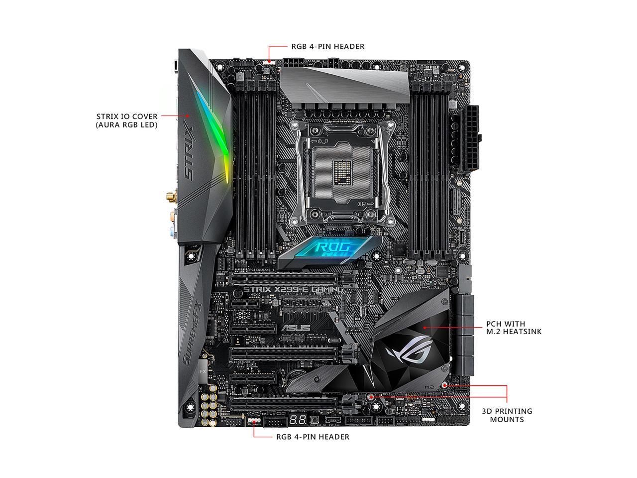 ASUS ROG STRIX X299-E GAMING LGA2066 DDR4 M.2 USB 3.1 802.11 AC WI-FI X299 ATX Motherboard for Intel Core i9 and i7 X-Series Processors