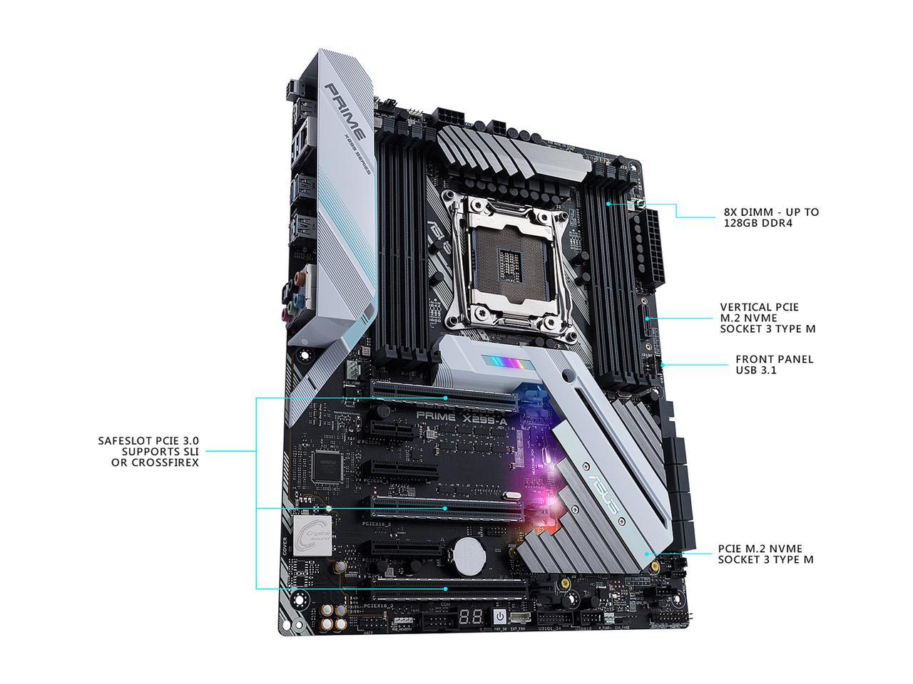 ASUS PRIME X299-A LGA2066 DDR4 M.2 USB 3.1 X299 ATX Motherboard for Intel Core i9 and i7 X-Series Processors