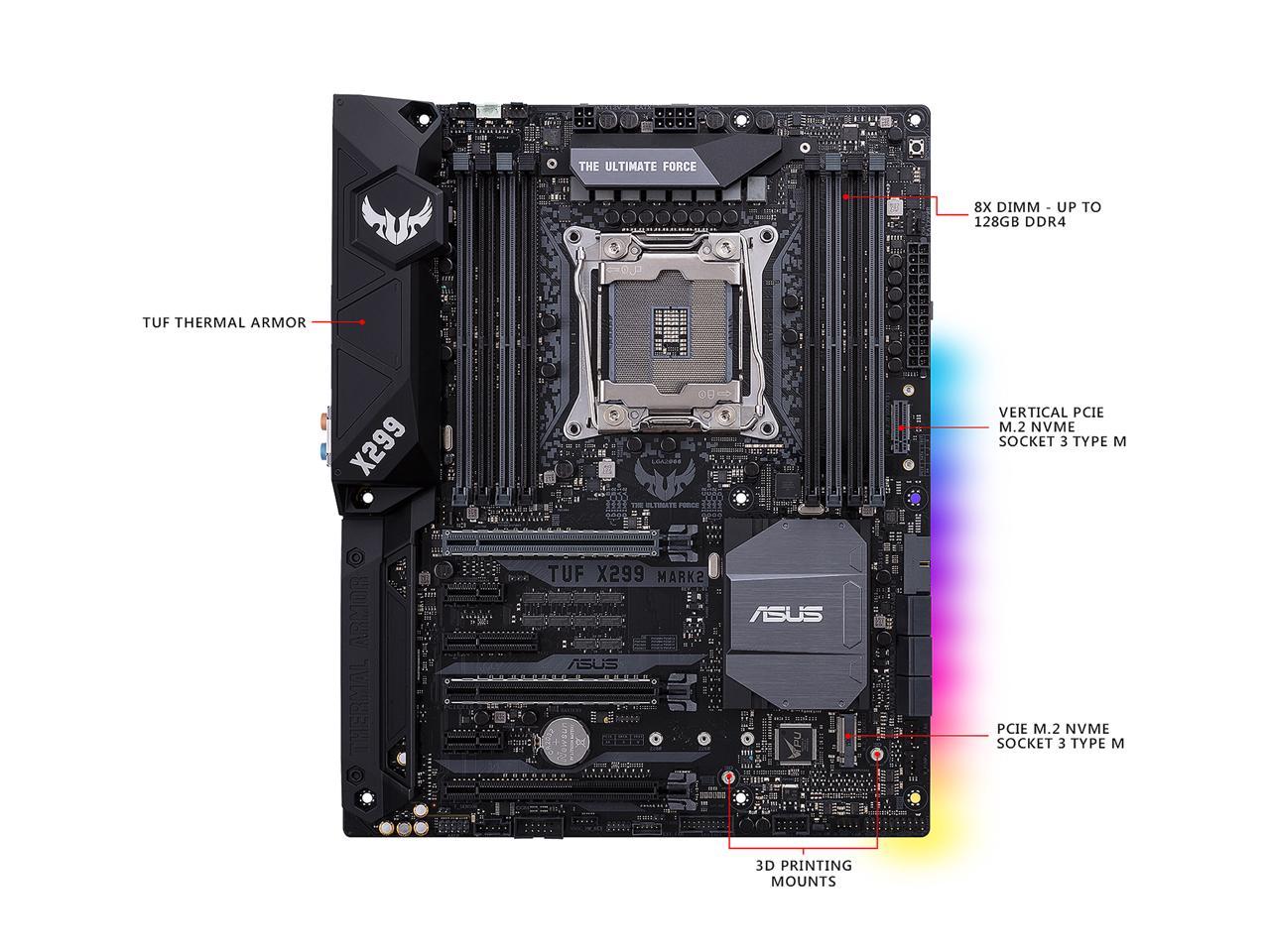 ASUS TUF X299 MARK 2 LGA2066 DDR4 M.2 USB 3.1 X299 ATX Motherboard for Intel Core i9 and i7 X-Series Processors
