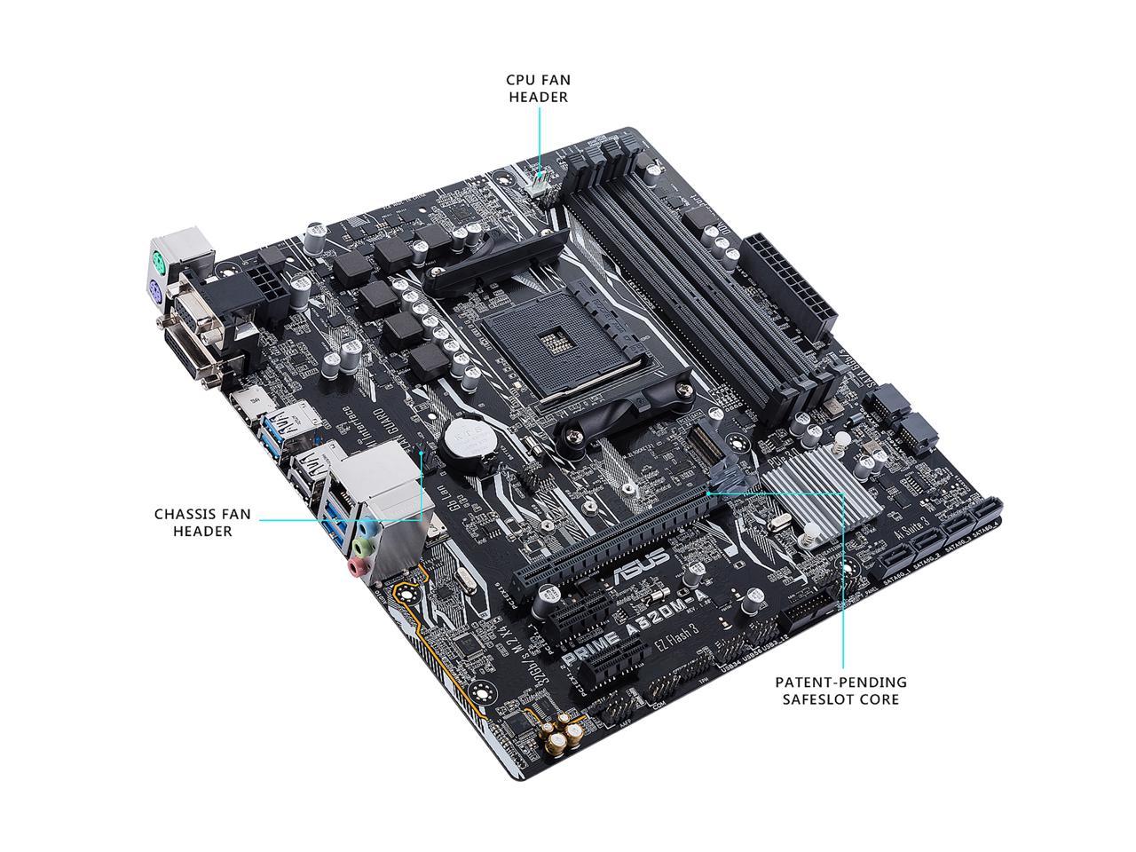 ASUS PRIME A320M-A AM4 AMD A320 SATA 6Gb/s USB 3.1 HDMI Micro ATX AMD Motherboard