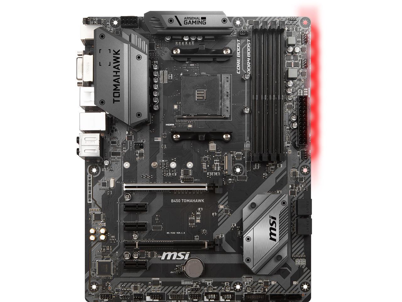 MSI ARSENAL GAMING B450 TOMAHAWK AM4 AMD B450 SATA 6Gb/s USB 3.1 HDMI ATX AMD Motherboard