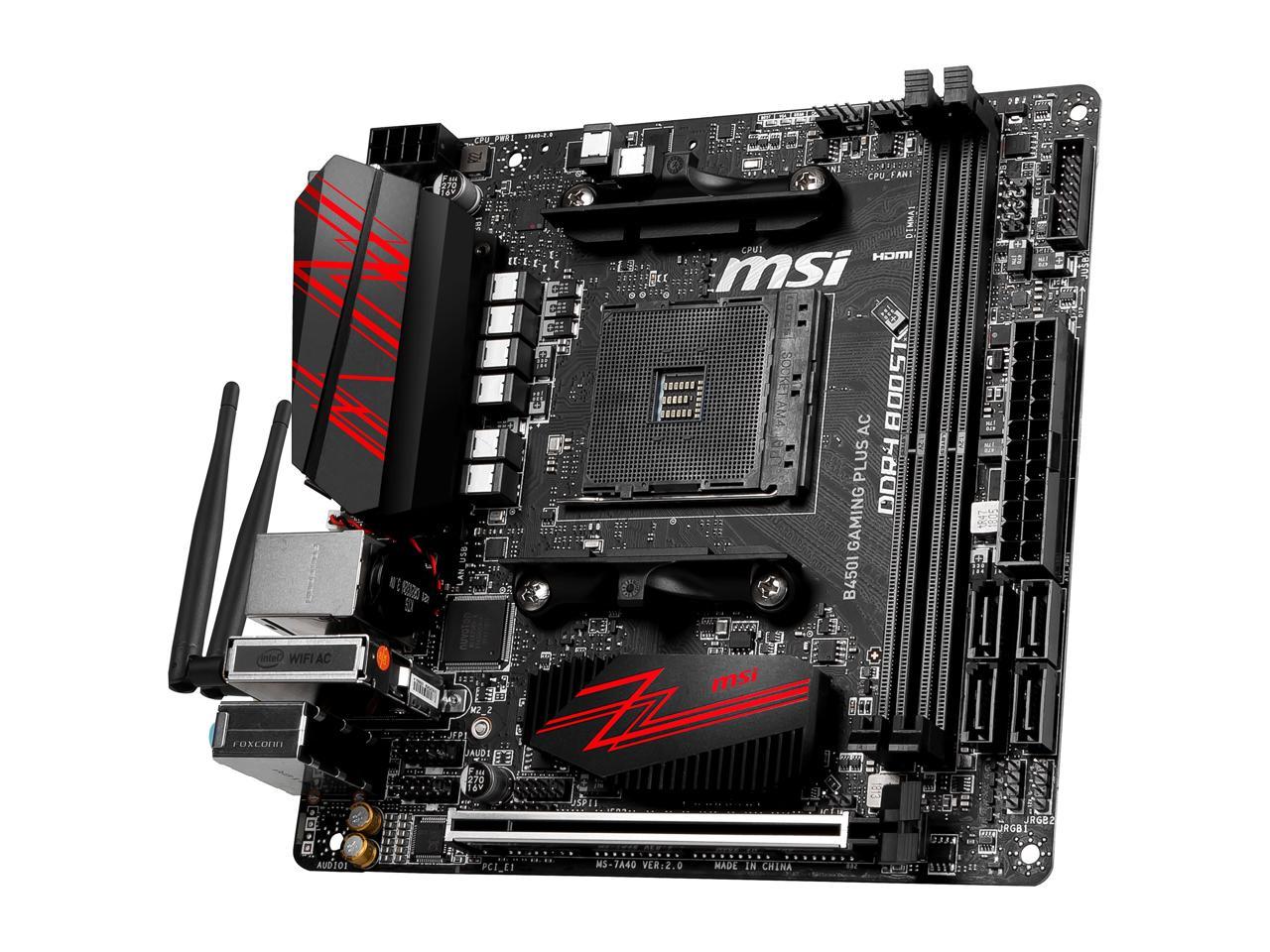 MSI PERFORMANCE GAMING B450I GAMING PLUS AC AM4 AMD B450 SATA 6Gb/s Mini ITX AMD Motherboard