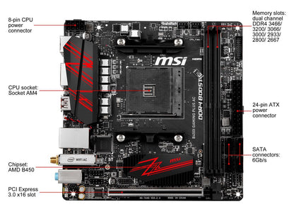 MSI PERFORMANCE GAMING B450I GAMING PLUS AC AM4 AMD B450 SATA 6Gb/s Mini ITX AMD Motherboard