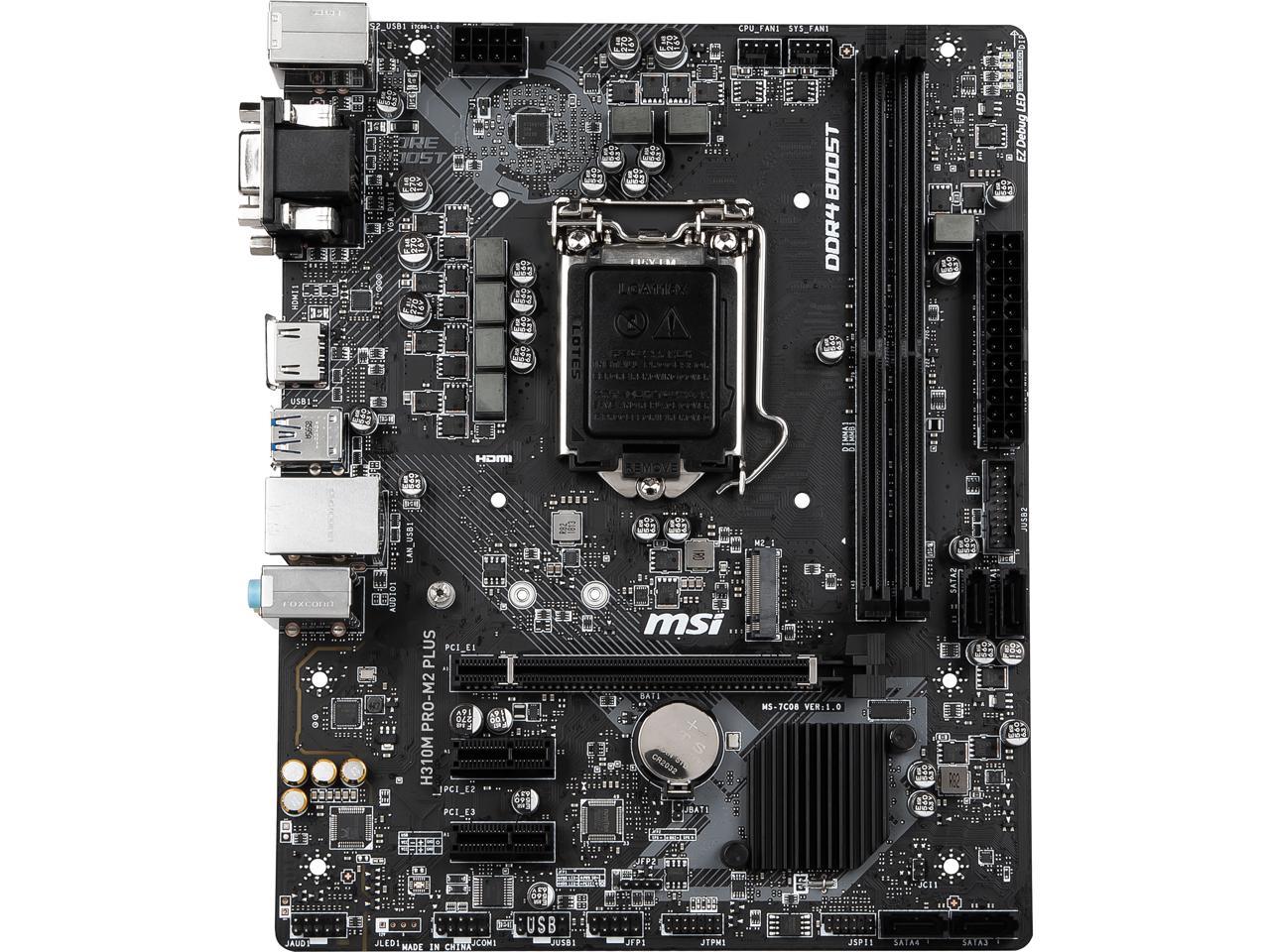 MSI H310M PRO-M2 PLUS LGA 1151 (300 Series) Intel H310 HDMI SATA 6Gb/s USB 3.1 Micro ATX Intel Motherboard