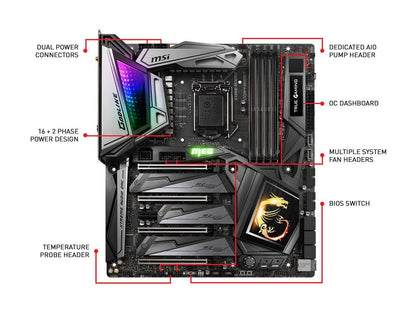 MSI MEG Z390 GODLIKE LGA 1151 (300 Series) Intel Z390 SATA 6Gb/s USB 3.1 Extended ATX Intel Motherboard
