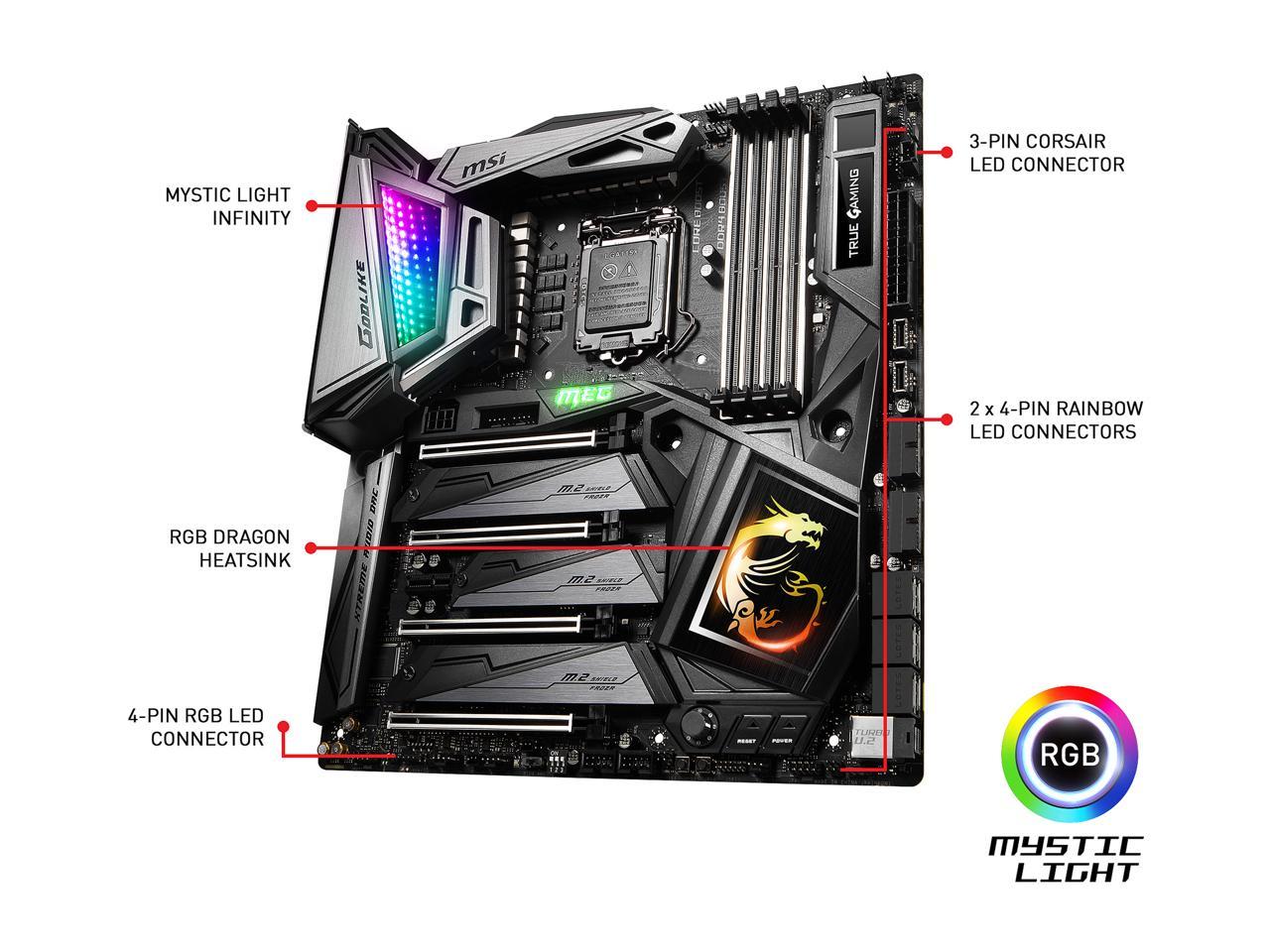 MSI MEG Z390 GODLIKE LGA 1151 (300 Series) Intel Z390 SATA 6Gb/s USB 3.1 Extended ATX Intel Motherboard