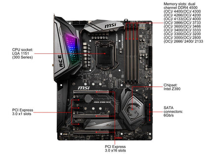MSI MEG Z390 ACE LGA 1151 (300 Series) Intel Z390 SATA 6Gb/s USB 3.1 ATX Intel Motherboard