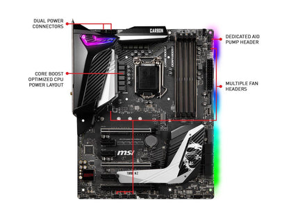 MSI MPG Z390 GAMING PRO CARBON AC LGA 1151 (300 Series) Intel Z390 HDMI SATA 6Gb/s USB 3.1 ATX Intel Motherboard