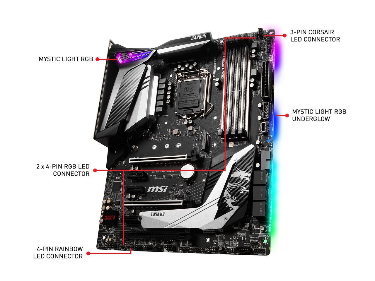 MSI MPG Z390 GAMING PRO CARBON AC LGA 1151 (300 Series) Intel Z390 HDMI SATA 6Gb/s USB 3.1 ATX Intel Motherboard