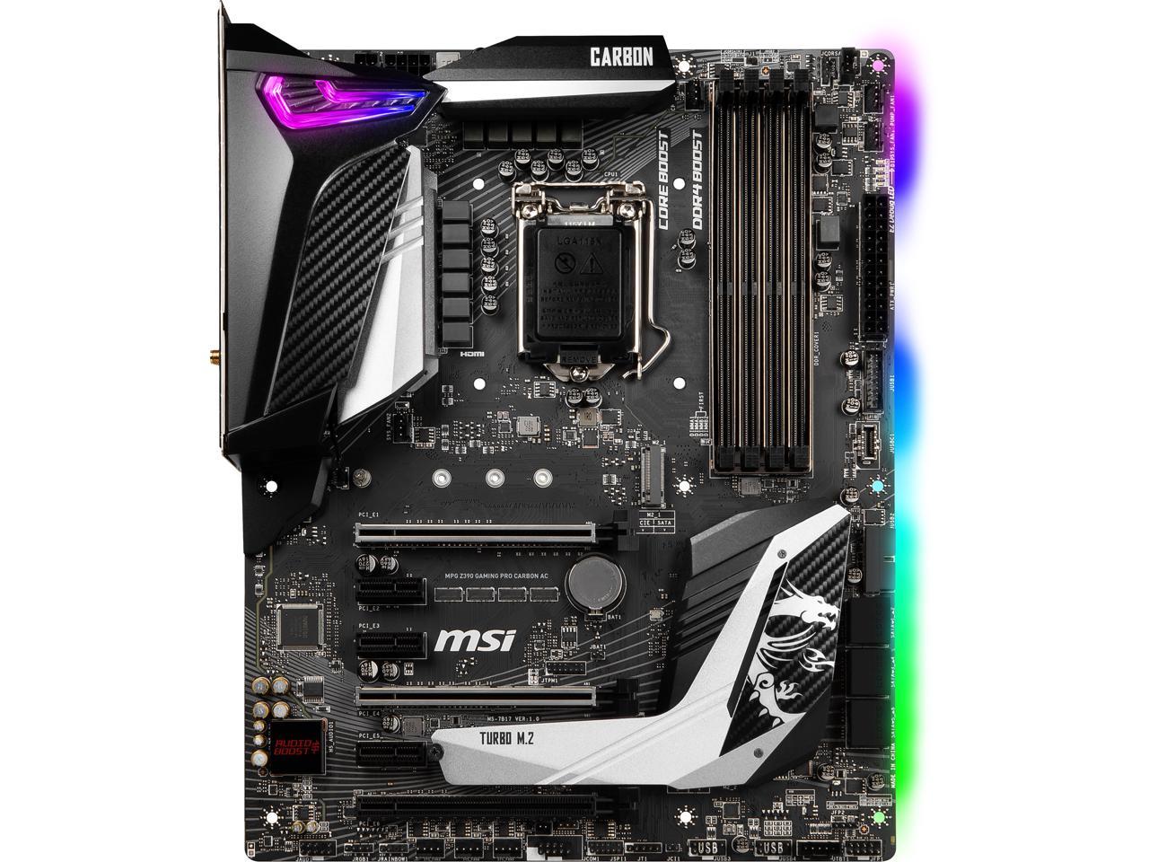 MSI MPG Z390 GAMING PRO CARBON AC LGA 1151 (300 Series) Intel Z390 HDMI SATA 6Gb/s USB 3.1 ATX Intel Motherboard