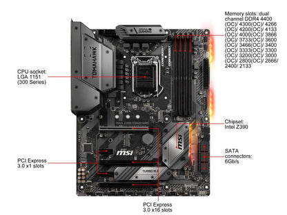 MSI MAG Z390 TOMAHAWK LGA 1151 (300 Series) Intel Z390 HDMI SATA 6Gb/s USB 3.1 ATX Intel Motherboard