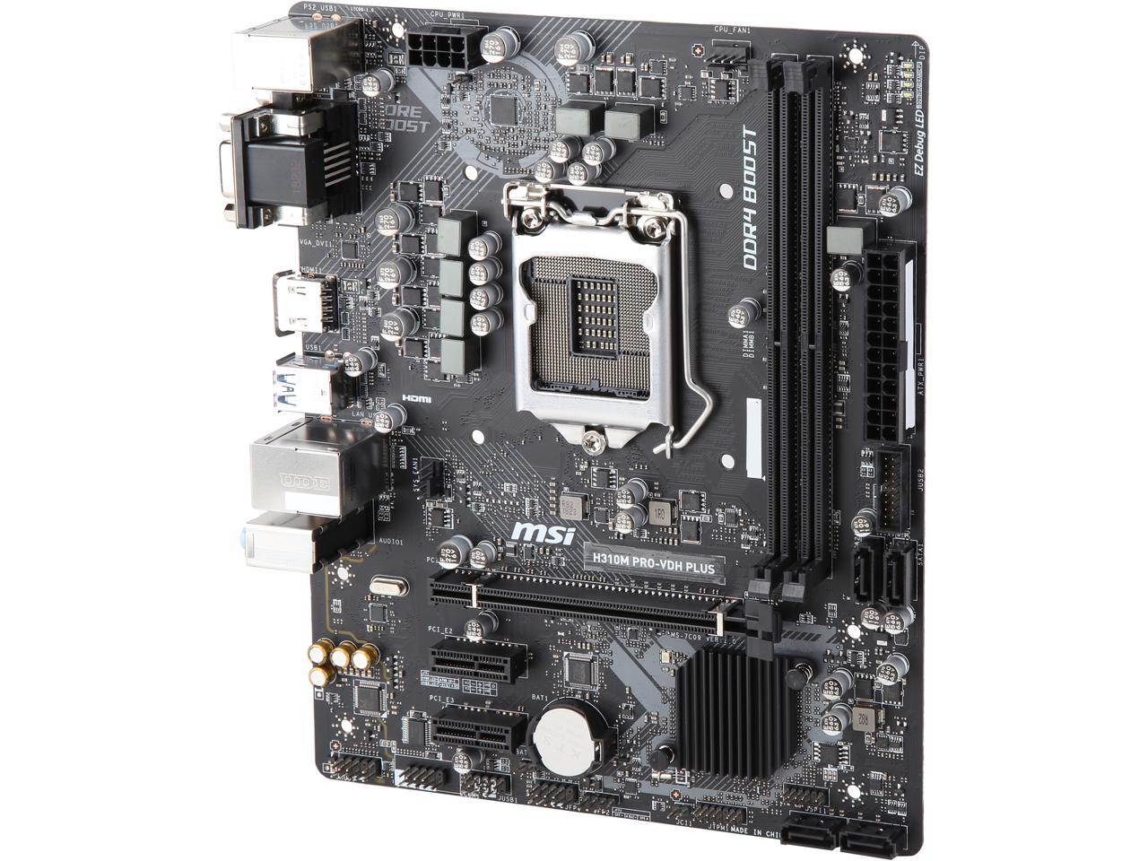 MSI PRO H310M PRO-VDH PLUS LGA 1151 (300 Series) Intel H310 HDMI SATA 6Gb/s USB 3.1 Micro ATX Intel Motherboard