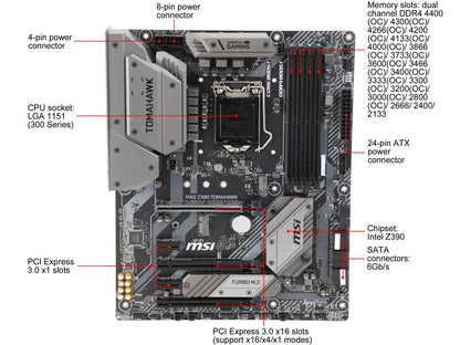 MSI MAG Z390 TOMAHAWK LGA 1151 (300 Series) Intel Z390 SATA 6Gb/s ATX Intel Motherboard