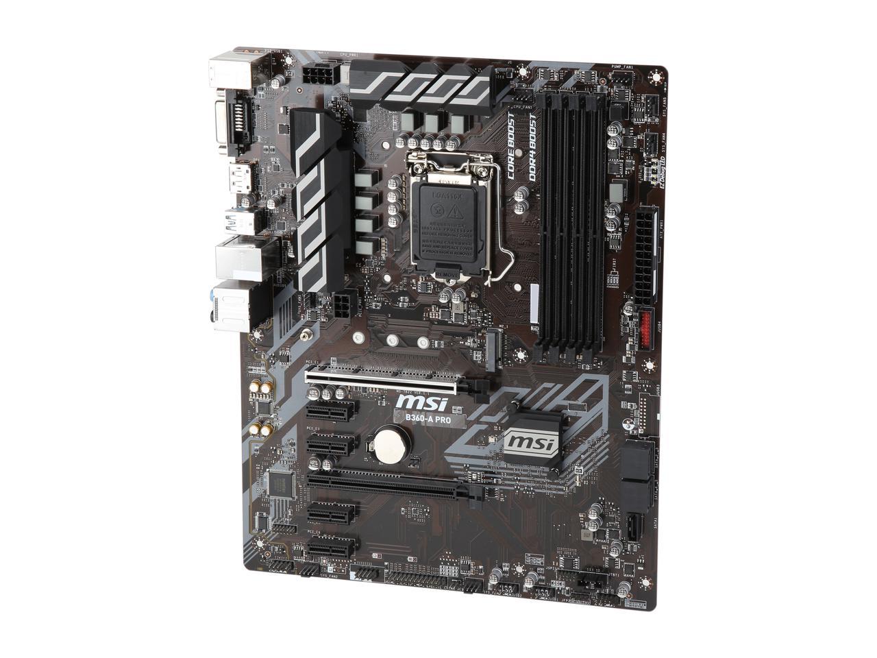 MSI PRO B360-A PRO LGA 1151 (300 Series) Intel B360 SATA 6Gb/s ATX Intel Motherboard