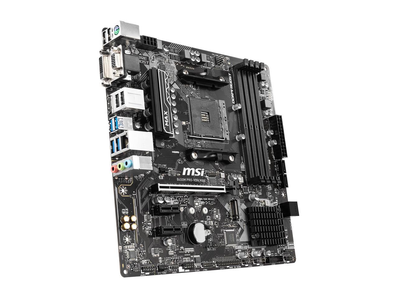 MSI PRO B450M PRO-VDH MAX AM4 AMD B450 SATA 6Gb/s Micro ATX AMD Motherboard