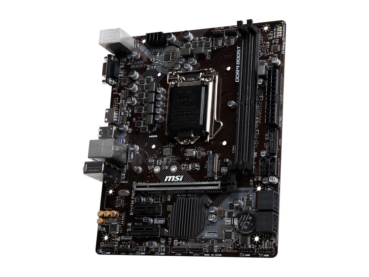 MSI PRO B365M PRO-VH LGA 1151 (300 Series) Intel B365 SATA 6Gb/s Micro ATX Intel Motherboard