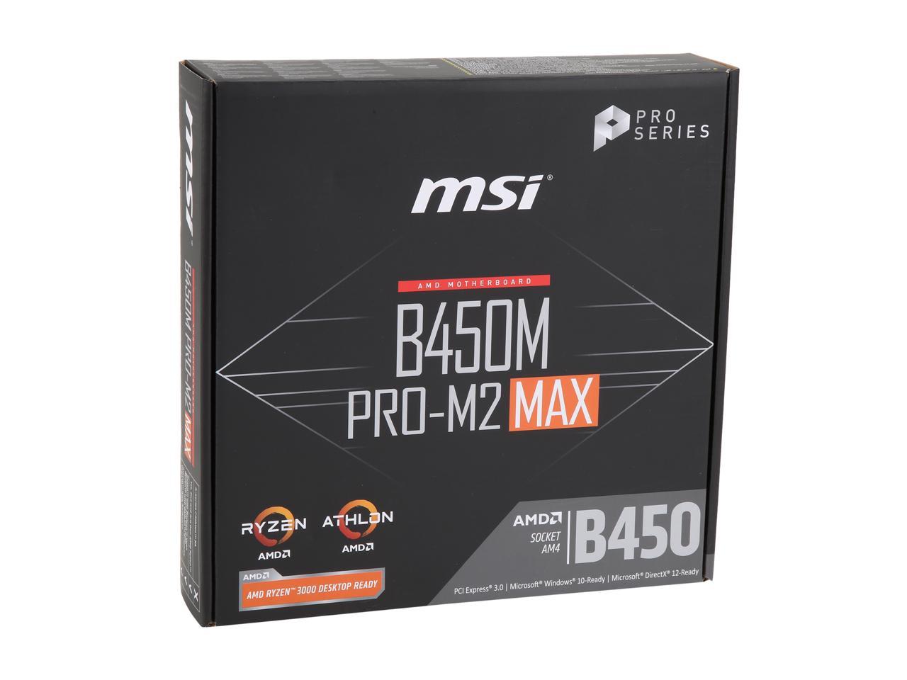 MSI PRO B450M PRO-M2 MAX AM4 AMD B450 SATA 6Gb/s Micro ATX AMD Motherboard