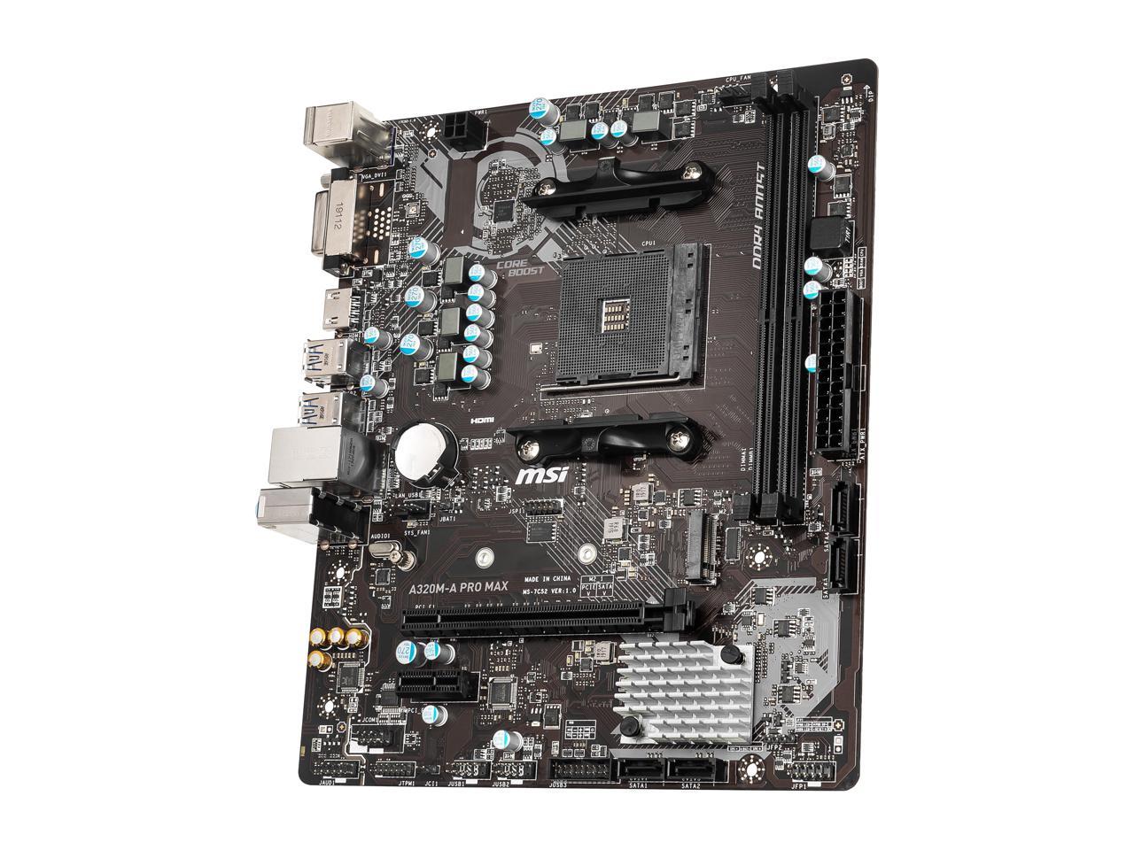 MSI A320M-A PRO MAX AM4 AMD A320 SATA 6Gb/s Micro ATX AMD Motherboard