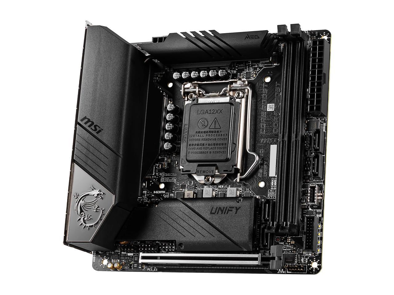 MSI MEG Z490I UNIFY LGA 1200 Intel Z490 SATA 6Gb/s Mini ITX Intel Motherboard