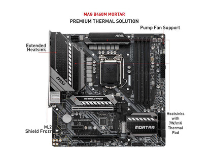 MSI MAG B460M MORTAR LGA 1200 Intel B460 SATA 6Gb/s Micro ATX Intel Motherboard