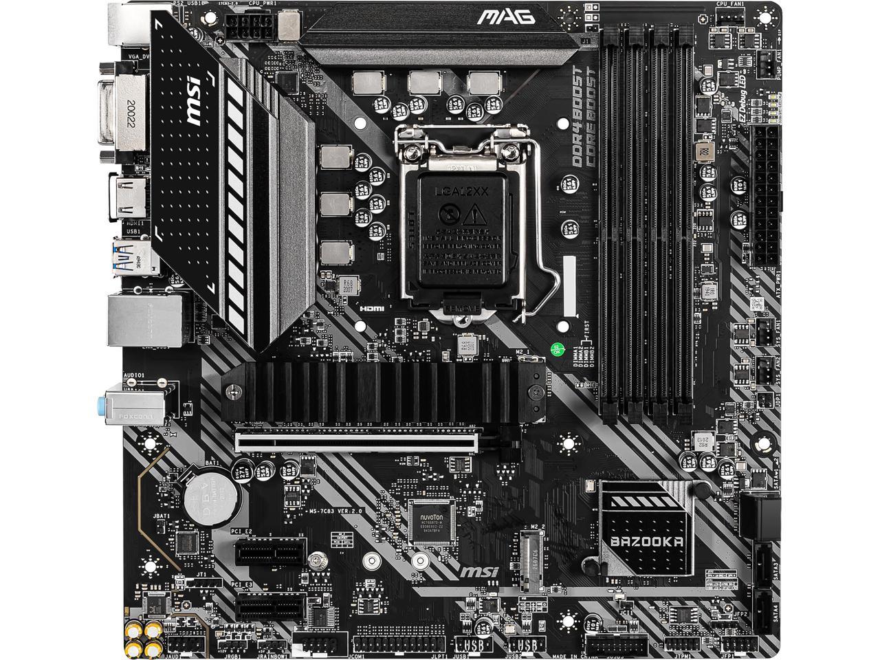 MSI MAG B460M BAZOOKA LGA 1200 Intel B460 SATA 6Gb/s Micro ATX Intel Motherboard