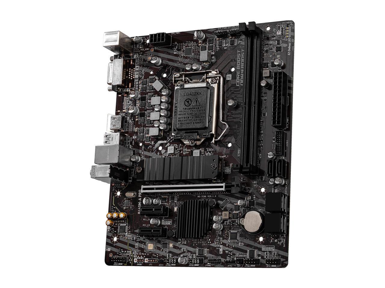 MSI PRO B460M-A PRO LGA 1200 Intel B460 SATA 6Gb/s Micro ATX Intel Motherboard