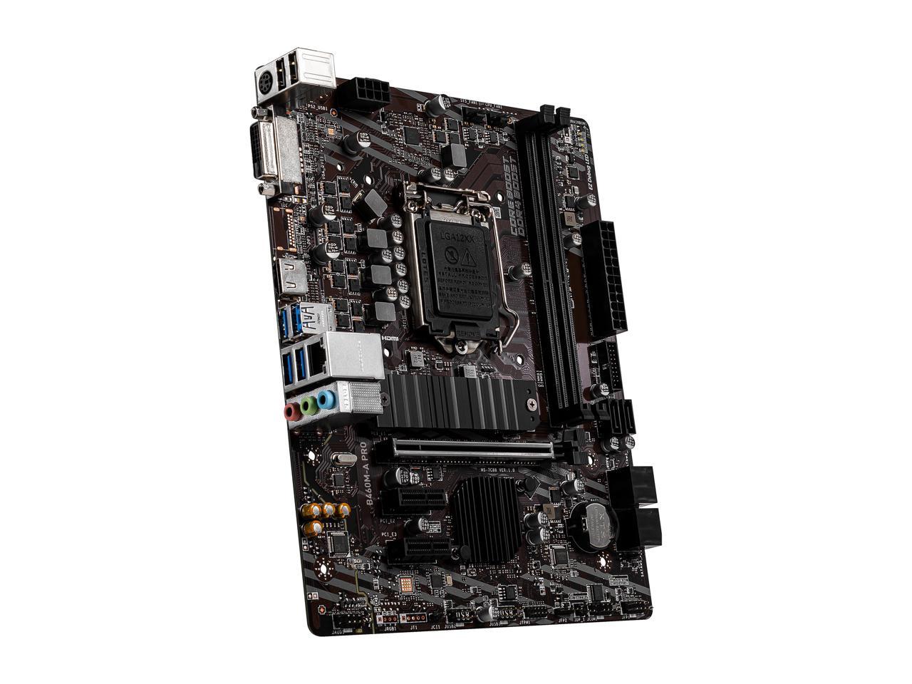 MSI PRO B460M-A PRO LGA 1200 Intel B460 SATA 6Gb/s Micro ATX Intel Motherboard