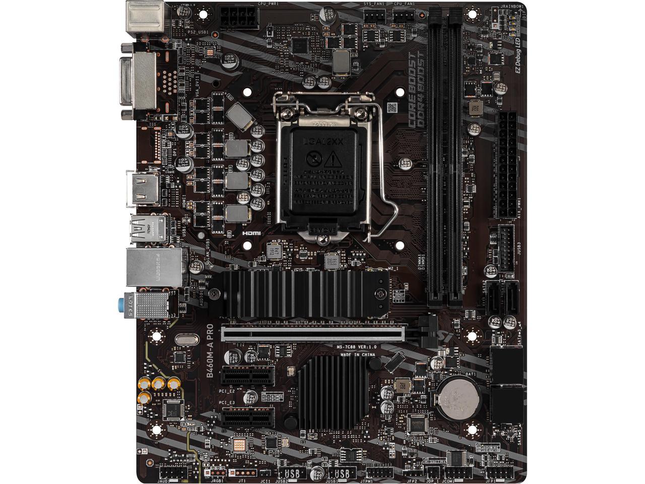 MSI PRO B460M-A PRO LGA 1200 Intel B460 SATA 6Gb/s Micro ATX Intel Motherboard