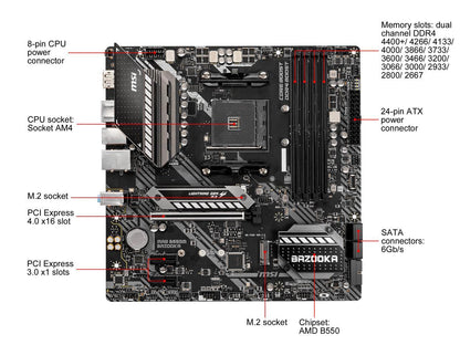 MSI MAG B550M BAZOOKA AM4 AMD B550 SATA 6Gb/s Micro ATX AMD Motherboard